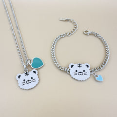 Personalized Child Contact ID Animal Necklace & Bracelet Set